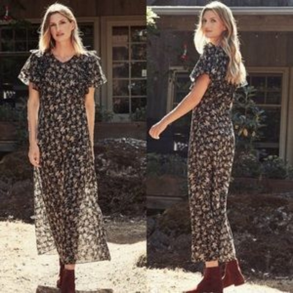 DOEN Linnea Dress black lilium floral